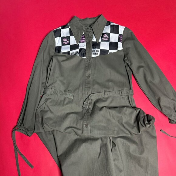 Khaki Street-Style Utility Maxi Dress with Print, Size US 4 - Picture 7 of 11